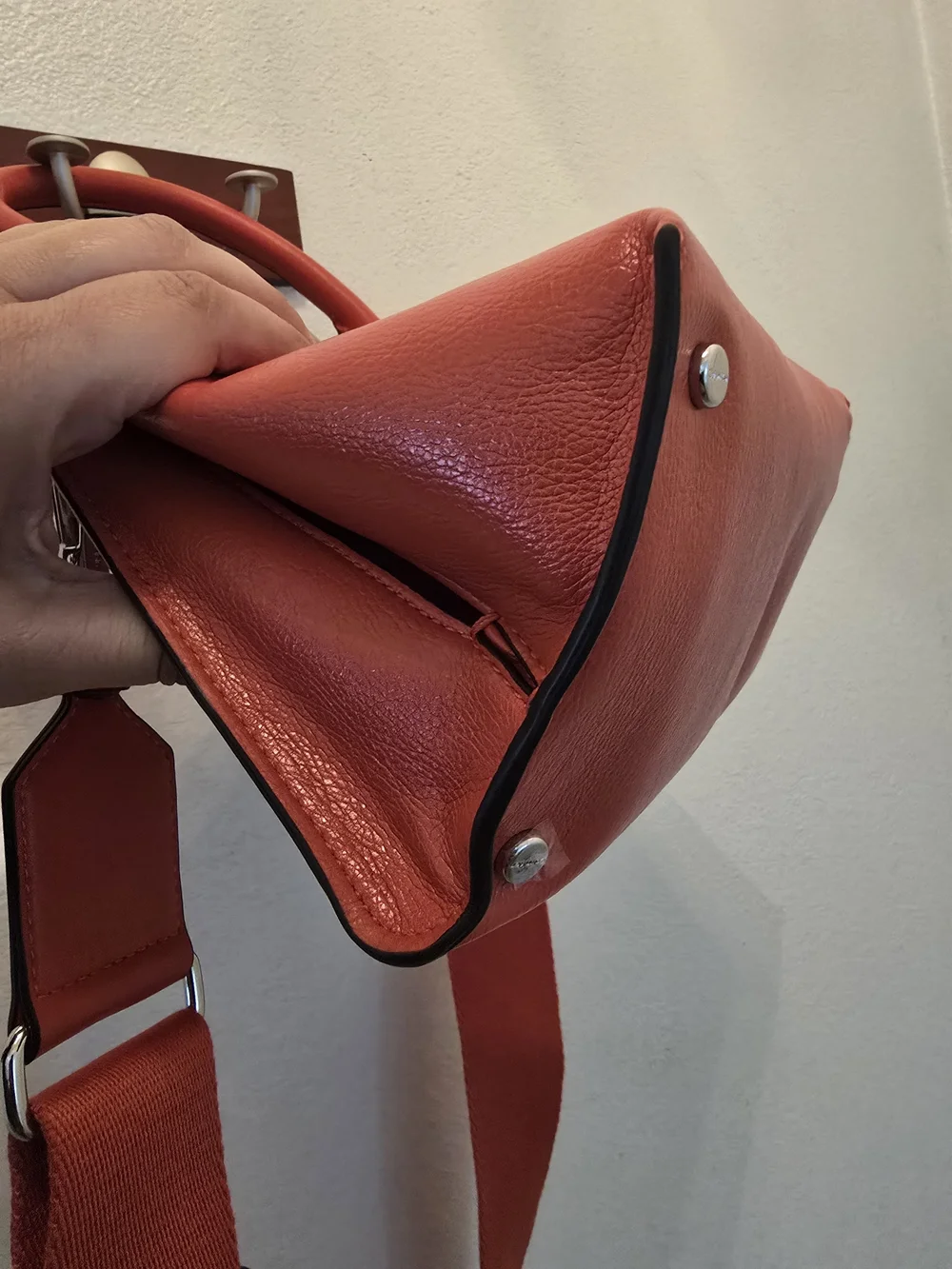 BRICK Red Leather Top-Handle Crossbody Bag - CALVIN KLEIN
